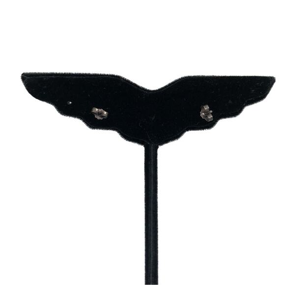 METAL DIPPED Stone Stud Earrings Grey Gold - Picture 3 of 4